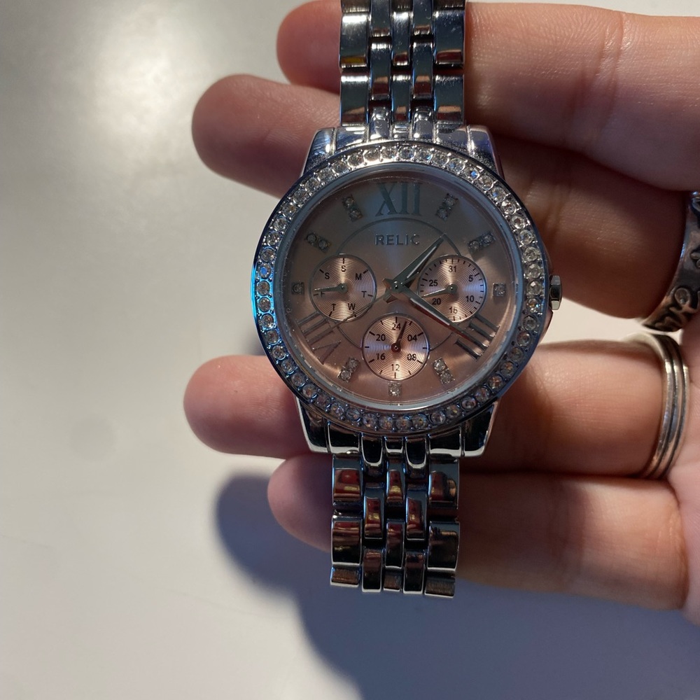 Relic pink face watch